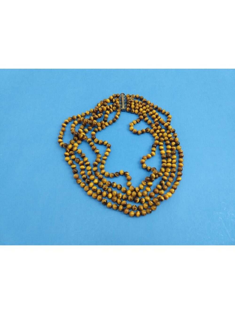 Tibetan Tiger's Eye Beaded Stone Necklace Five Layer
